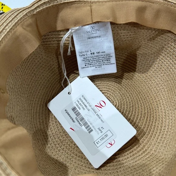 Valentino silk scarf Roman Stud large brim hat NWT